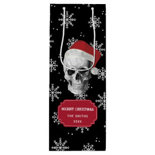 Sac Cadeau Pour Bouteille Crâne grunge Père Noël