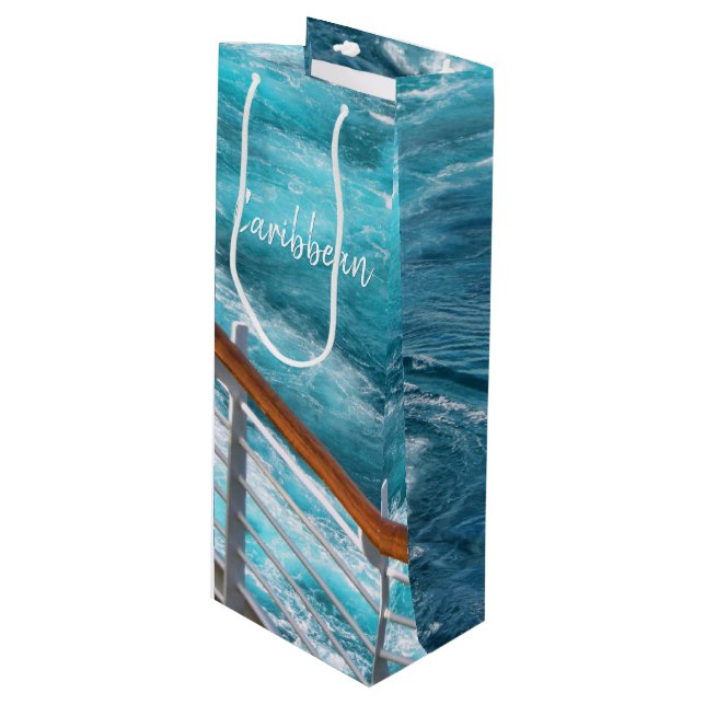 Sac Cadeau Pour Bouteille Croisière tropicale Turquoise Caribbean Ocean Phot (Devant Angle)