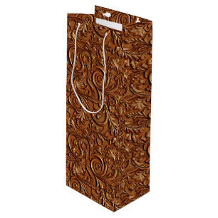 Sac Cadeau Pour Bouteille Cuir Brown vintage