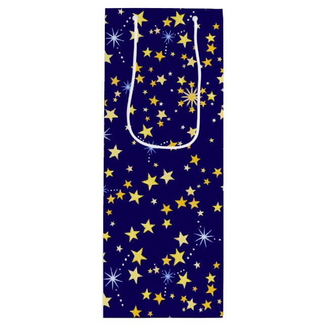 Sac Cadeau Pour Bouteille Cute Motif cosmique Starry Nuit Galaxy Marine Bleu (Devant)
