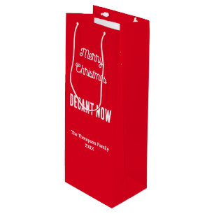 Sac Cadeau Pour Bouteille Décor de Noël Joyeux Personnalisé Maintenant Rouge