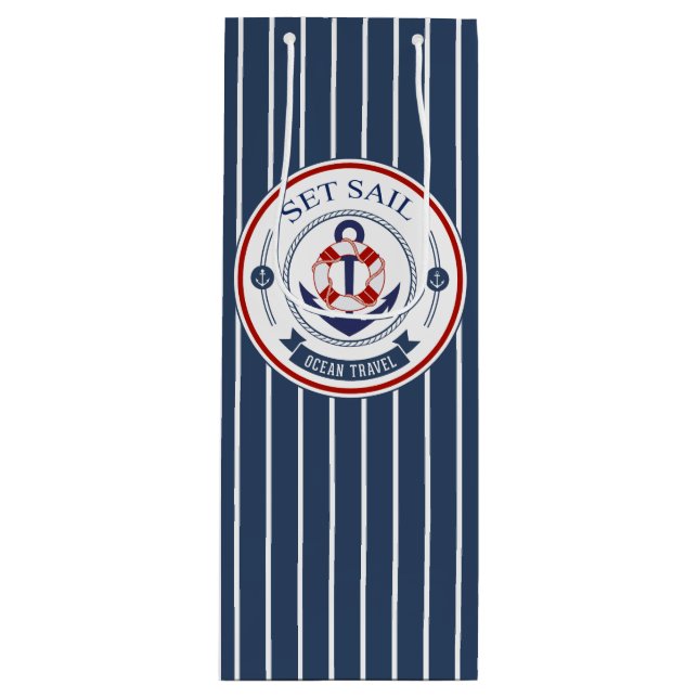 Sac Cadeau Pour Bouteille Définir la voile Ocean Travel Nautique (Devant)