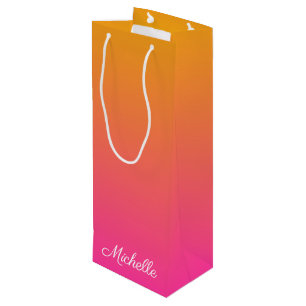 Sac Cadeau Pour Bouteille dégradé jaune et rose ombre