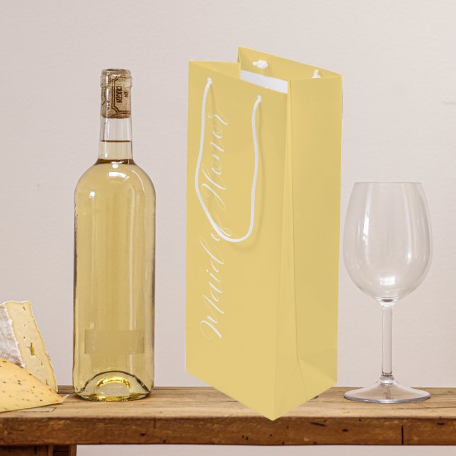 Sac Cadeau Pour Bouteille Demoiselle d'Honneur écriture stylisée jaune Beurr (In Situ)