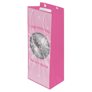 Sac Cadeau Pour Bouteille Disco Ball Baby shower fille rose Super