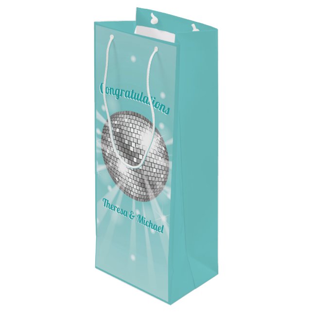 Sac Cadeau Pour Bouteille Disco Ball Baby shower Super Blue Boy (Dos Angle)