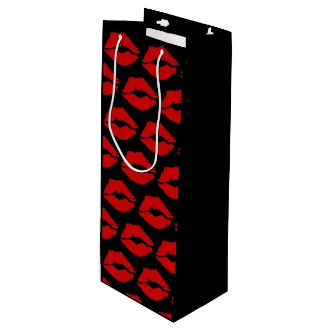 Sac Cadeau Pour Bouteille "Diva Lips" /Rouge (Devant Angle)