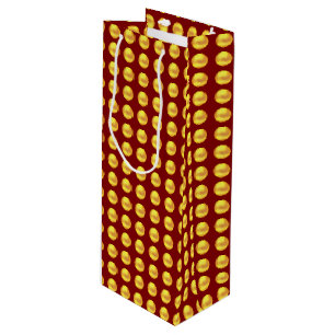 Sac Cadeau Pour Bouteille Dots d'or élégants modernes en rouge