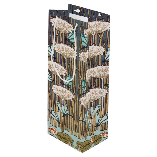 Sac Cadeau Pour Bouteille Dragonflies Water Lilies Marais Art Nouveau (Devant Angle)