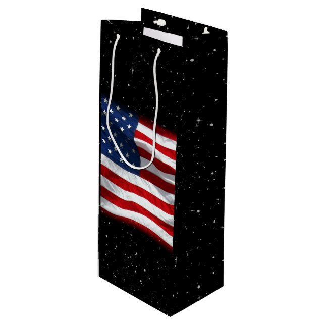 Sac Cadeau Pour Bouteille Drapeau américain patriotique États-Unis (Devant Angle)