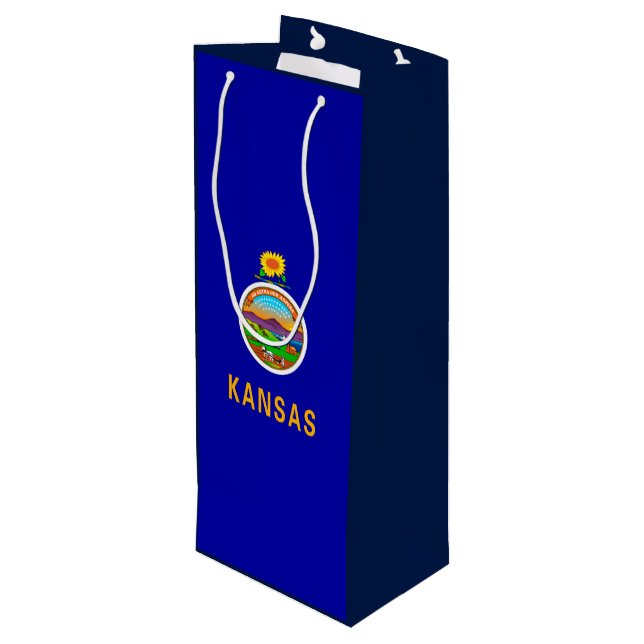 Sac Cadeau Pour Bouteille Drapeau de l'État du Kansas (Dos Angle)