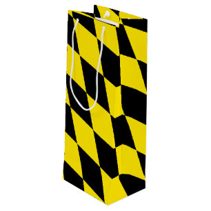 Sac Cadeau Pour Bouteille Drapeau diamant de Bavière noire et jaune Motif