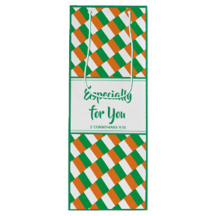 Sac Cadeau Pour Bouteille DRAPEAU IRLANDAIS   Verse de la Bible chrétienne