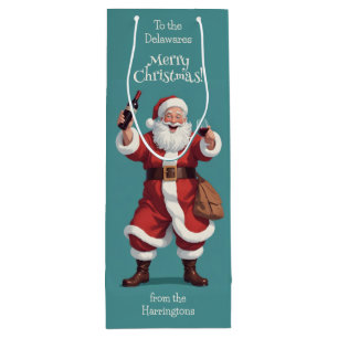 Sac Cadeau Pour Bouteille Drôle Drunk Père Noël