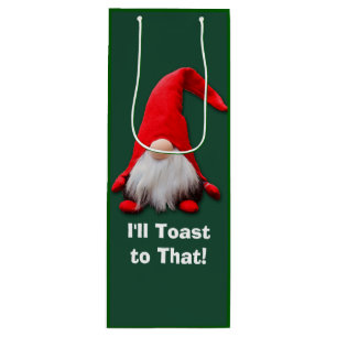 Sac Cadeau Pour Bouteille Drôle Red Gnome Toast de Noël