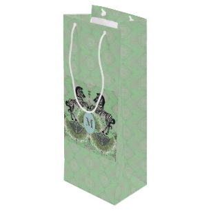 Sac Cadeau Pour Bouteille Dueling Zebra Monogramme Ctr