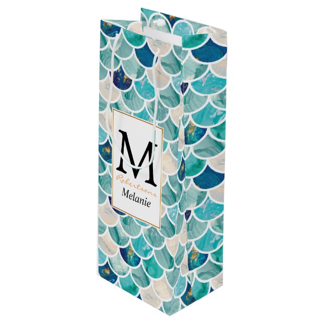 Sac Cadeau Pour Bouteille Échelles de poissons de sirène de marbre de (Devant Angle)