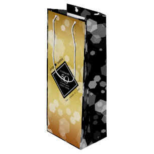 Sac Cadeau Pour Bouteille Élégant 50e anniversaire de Mariage d'or