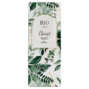 Sac Cadeau Pour Bouteille Elégant Botanic Green Vin Mariage bouteille