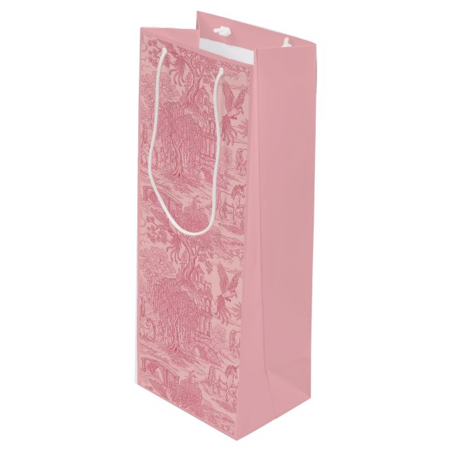 Sac Cadeau Pour Bouteille Elegant Dusty Rose Pink Rococo Revival Toile  (Devant Angle)