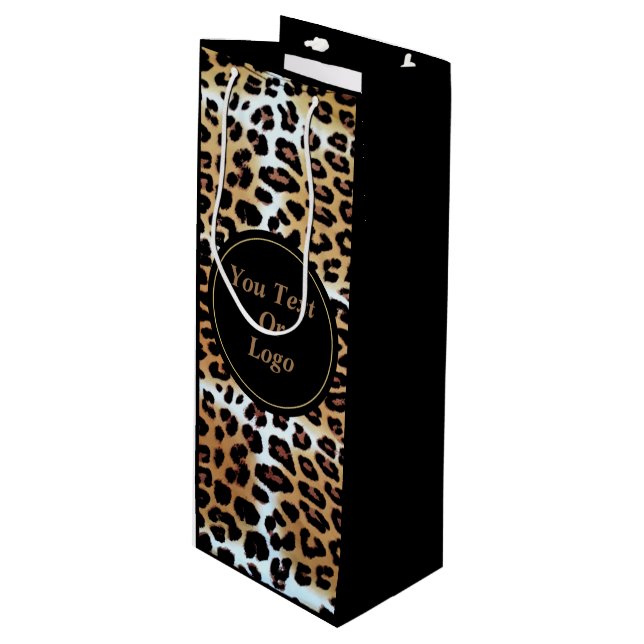 Sac Cadeau Pour Bouteille Élégant logo d'entreprise Leopard Poster de animal (Devant Angle)