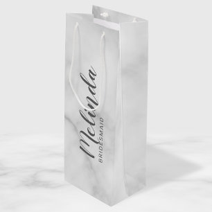 Sac Cadeau Pour Bouteille Élégant Marbre Classé Femme d'honneur personnalisé