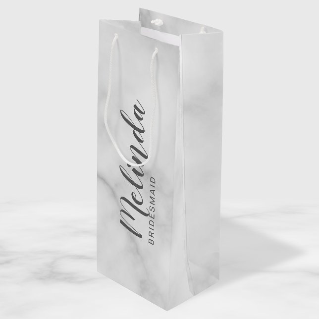Sac Cadeau Pour Bouteille Élégant Marbre Classé Femme d'honneur personnalisé (Créateur téléchargé)