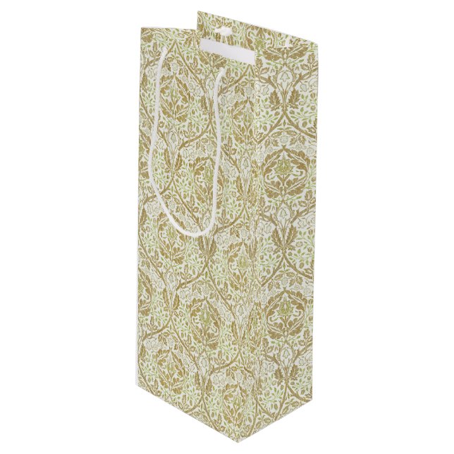 Sac Cadeau Pour Bouteille Élégant modèle or floral (Devant Angle)