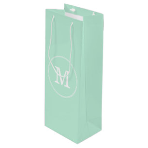 Sac Cadeau Pour Bouteille Élégant Modèle vert de menthe à la mode blanc Mono
