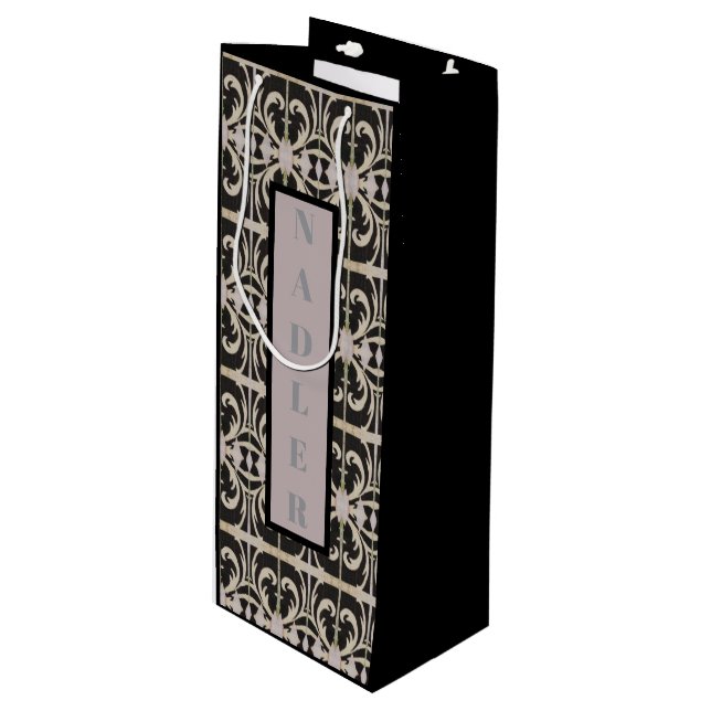 Sac Cadeau Pour Bouteille Élégant noir blanc (Devant Angle)