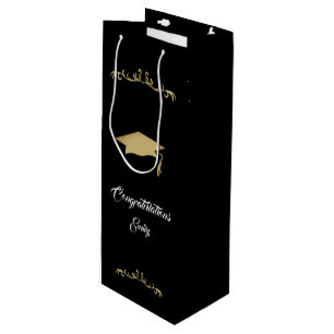 Sac Cadeau Pour Bouteille Elégant Ornament Or Félicitations Diplômé