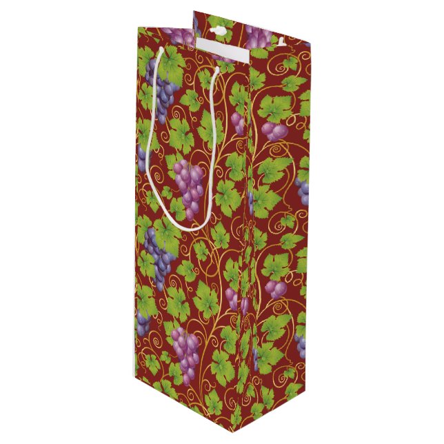 Sac Cadeau Pour Bouteille Élégant raisin papier Fourre-tout vin (Devant Angle)