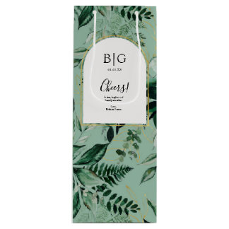Sac Cadeau Pour Bouteille Elégant Sage Green Botanique mariage vin