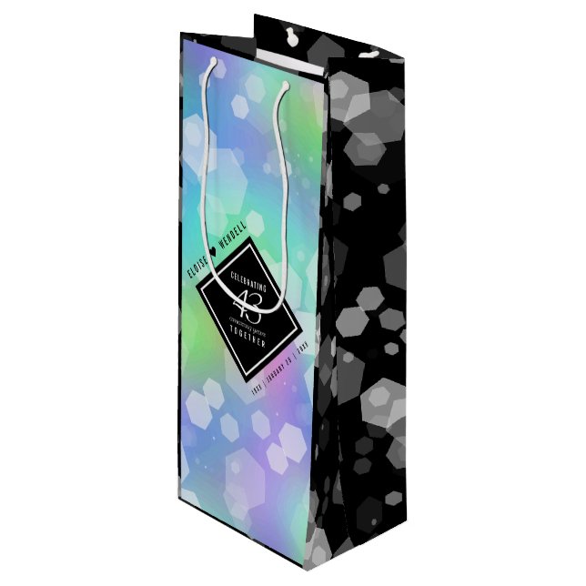 Sac Cadeau Pour Bouteille Élégante 43ème anniversaire du Mariage Opal (Devant Angle)