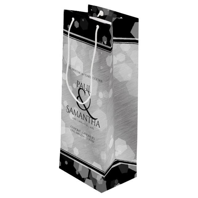 Sac Cadeau Pour Bouteille Élégante fête du 10e anniversaire du Mariage de Ti (Dos Angle)