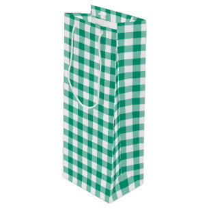 Sac Cadeau Pour Bouteille En vichy vert classique