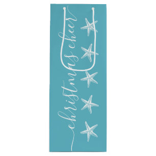 Sac Cadeau Pour Bouteille Estarfish Turquoise Blue Coastal Christmas