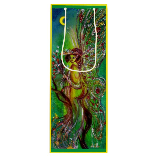 SAC CADEAU POUR BOUTEILLE FAIRY EN VERT (Devant)