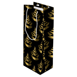 Sac Cadeau Pour Bouteille Faux Gold Foil et Black   Nouvel an classique