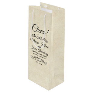 Sac Cadeau Pour Bouteille Faux Vintage Parchment Mariage de style occidental
