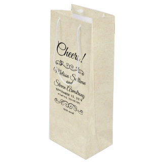 Sac Cadeau Pour Bouteille Faux Vintage Parchment Mariage de style occidental
