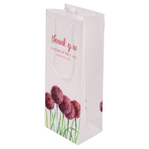 Sac Cadeau Pour Bouteille Faveur de mariage aquarelle florale Allium rose vi
