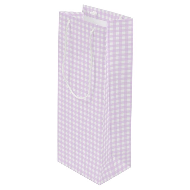 Sac Cadeau Pour Bouteille Faye et Lauren Pastel Purple En vichy (Devant Angle)
