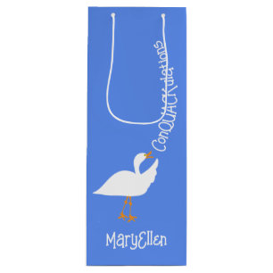 Sac Cadeau Pour Bouteille Félicitations Custom Blue Duck Wine Bag
