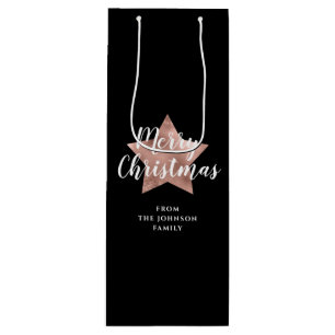Sac Cadeau Pour Bouteille Festive Black Star Joyeux Noël