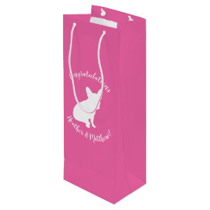 Sac Cadeau Pour Bouteille Fête à thème Bulldog en France - rose Baby shower