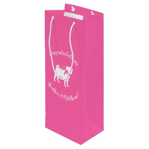 Sac Cadeau Pour Bouteille Fête de la fête du chien Carlin rose