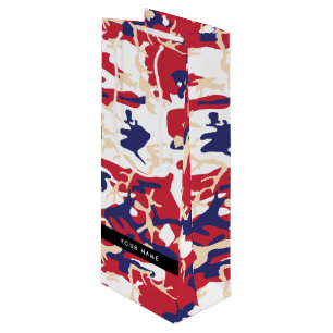 Sac Cadeau Pour Bouteille Fête de l'Indépendance Camouflage Votre nom Person