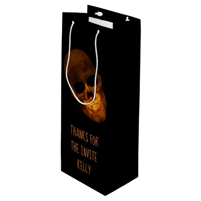 Sac Cadeau Pour Bouteille Fête d'Halloween du crâne (Devant Angle)