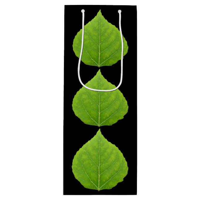 Sac Cadeau Pour Bouteille Feuille d'Aspen vert #11 (Devant)
